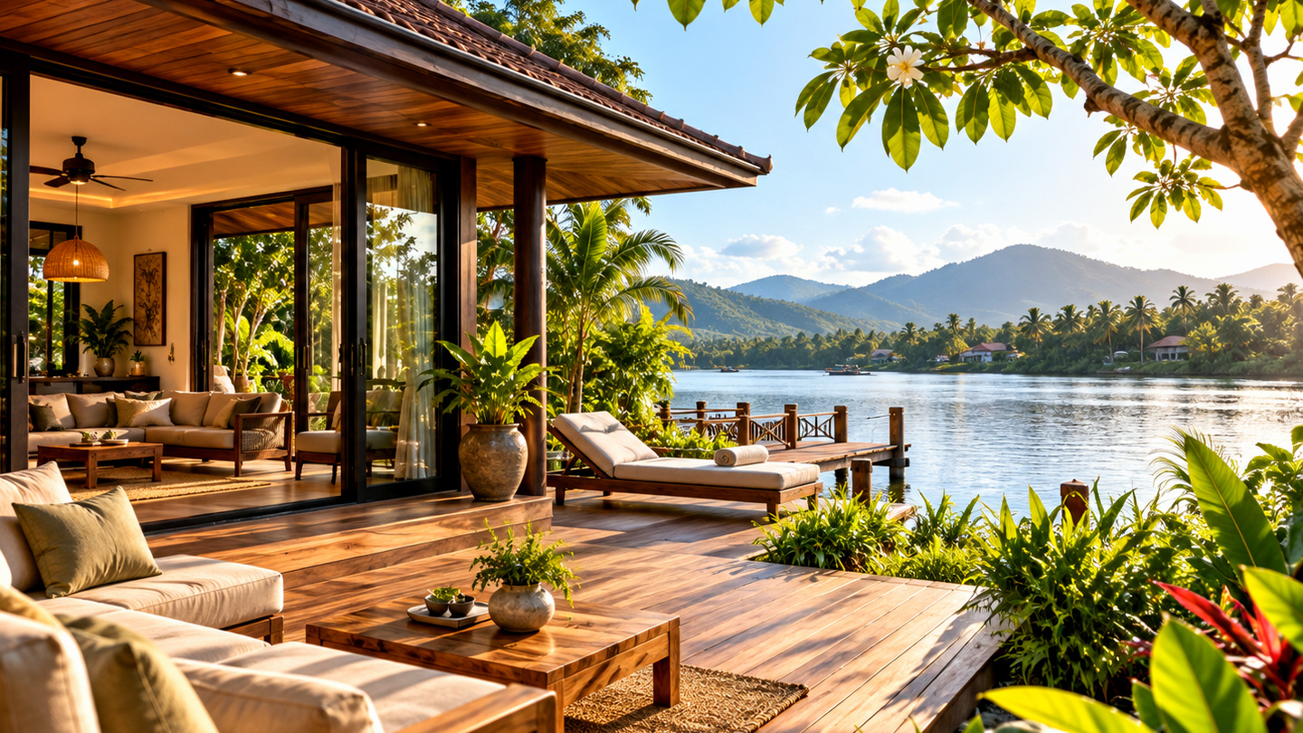 Kampot Riverside Loft open-plan river-view interior