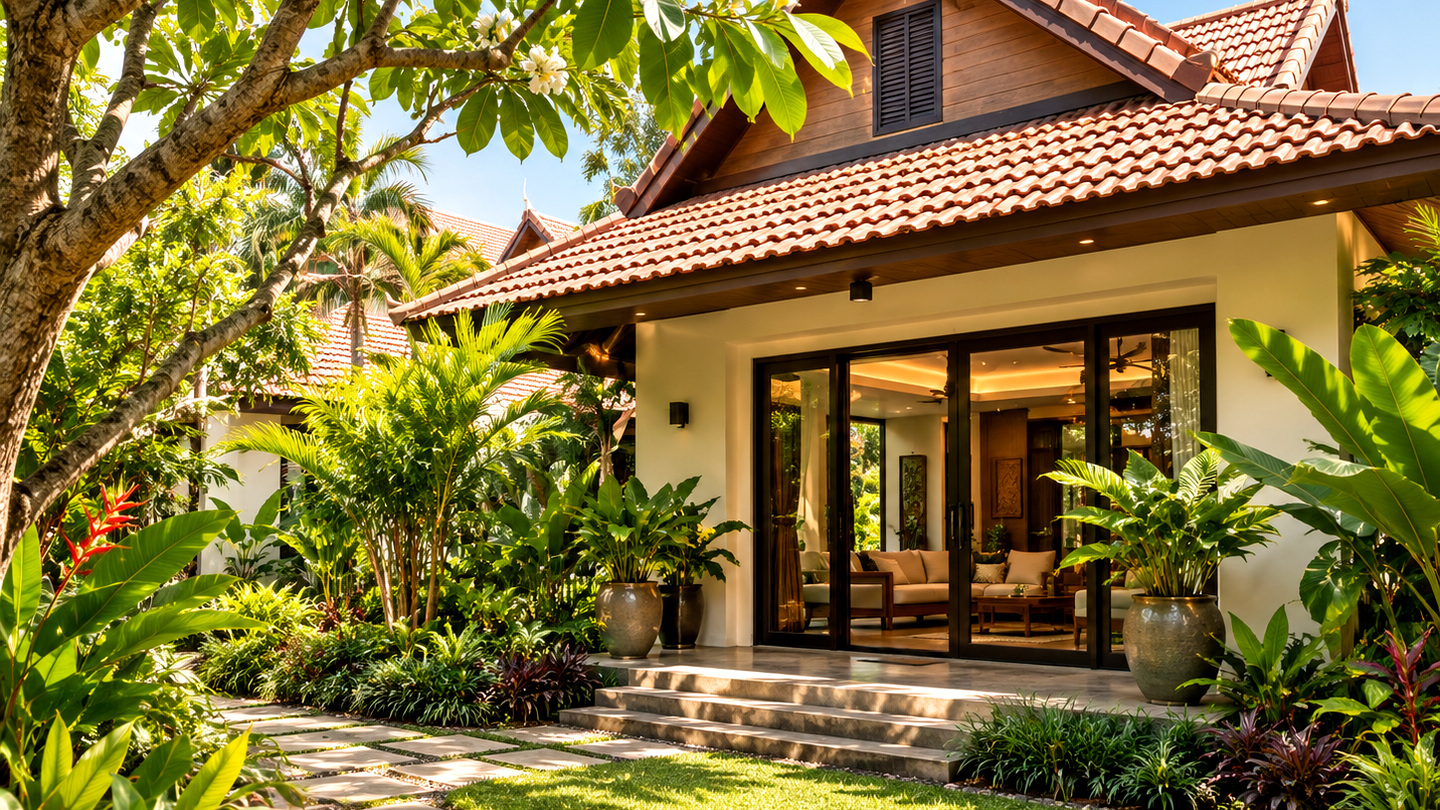 Angkor Courtyard Townhome tropical residential façade